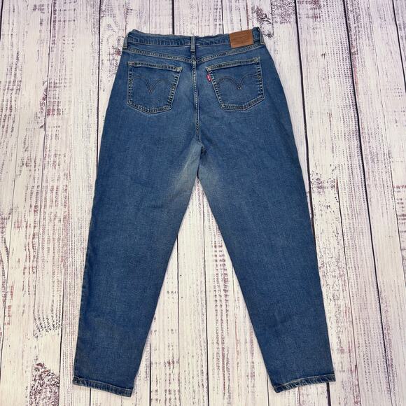 Levi’s High Rise Boyfriend Jeans 31x27 Medium Wash Relaxed Tapered Stretch - Picture 2 of 10